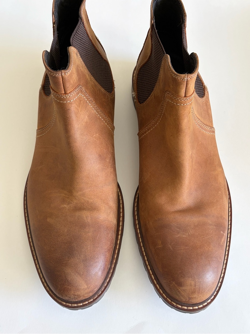 Mens Johnston & Murphy Bedford Chelsea Tan Leather Chukka Boots size 14